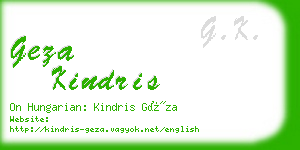 geza kindris business card